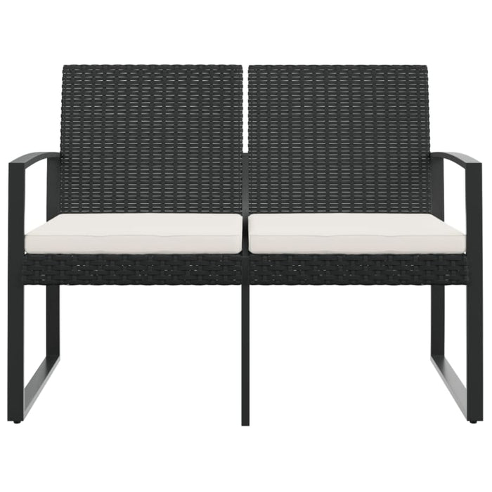 2-seater Garden Bench with Cushions Black Pp Rattan Tlbxbk