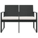 2-seater Garden Bench with Cushions Black Pp Rattan Tlbxbk