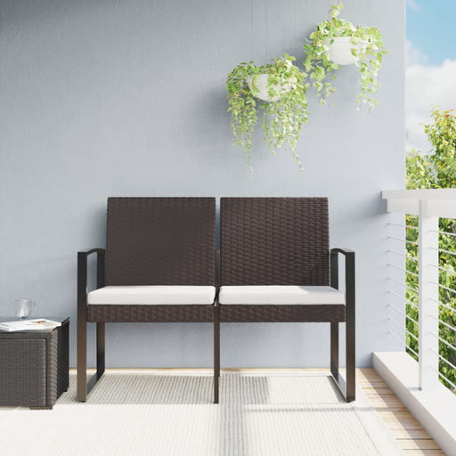 2-seater Garden Bench with Cushions Brown Pp Rattan Tlbxob