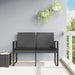 2-seater Garden Bench with Cushions Dark Grey Pp Rattan