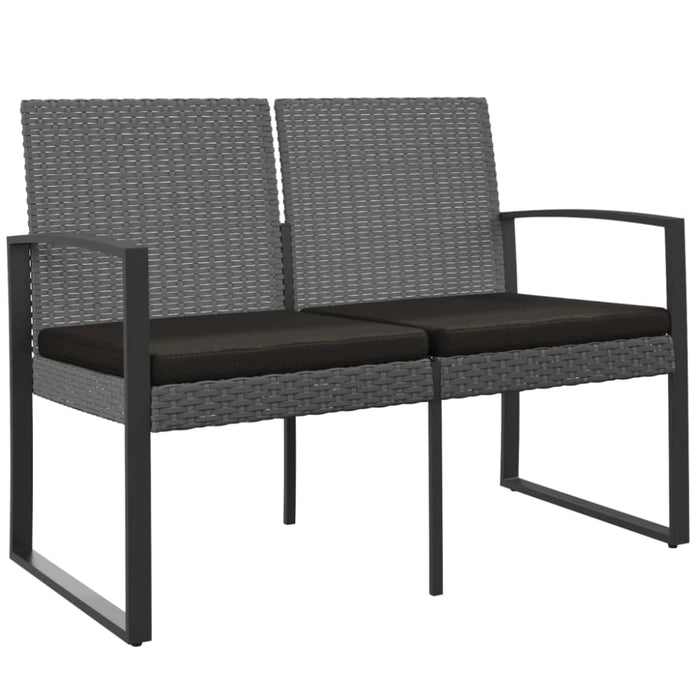 2-seater Garden Bench with Cushions Dark Grey Pp Rattan