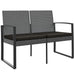 2-seater Garden Bench with Cushions Dark Grey Pp Rattan