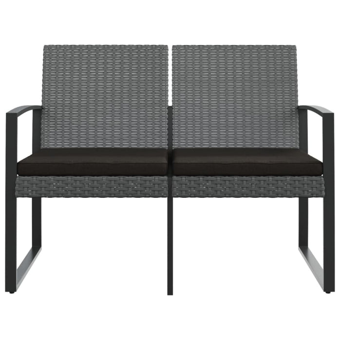 2-seater Garden Bench with Cushions Dark Grey Pp Rattan