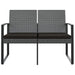 2-seater Garden Bench with Cushions Dark Grey Pp Rattan