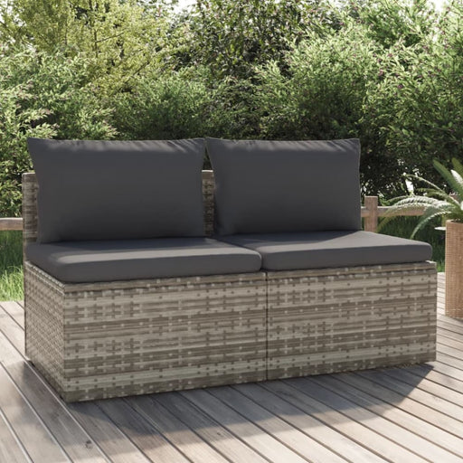 2-seater Garden Sofa with Cushions Grey Poly Rattan Tonlio