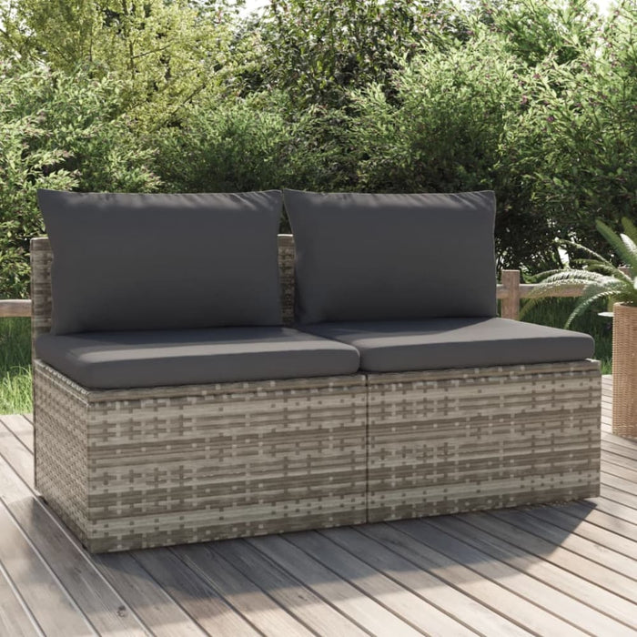 2-seater Garden Sofa with Cushions Grey Poly Rattan Tonlio