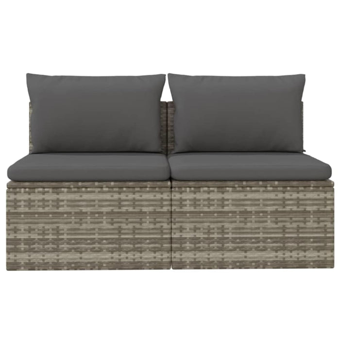 2-seater Garden Sofa with Cushions Grey Poly Rattan Tonlio