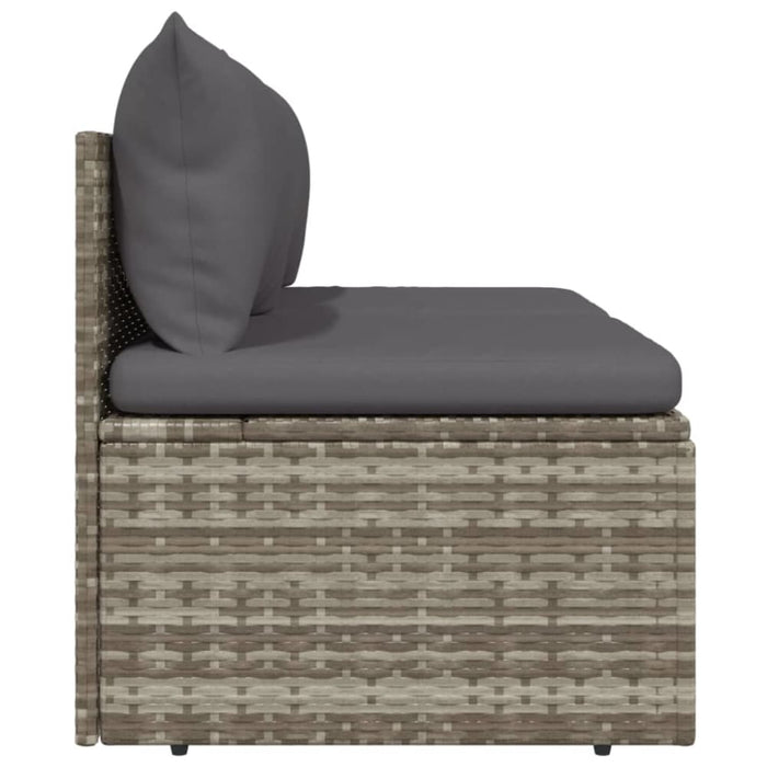 2-seater Garden Sofa with Cushions Grey Poly Rattan Tonlio