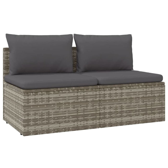 2-seater Garden Sofa with Cushions Grey Poly Rattan Tonlio