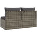 2-seater Garden Sofa with Cushions Grey Poly Rattan Tonlio