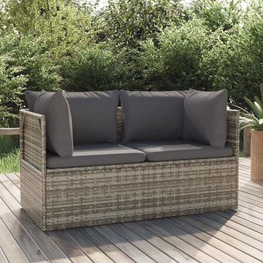2-seater Garden Sofa with Cushions Grey Poly Rattan Tonlit