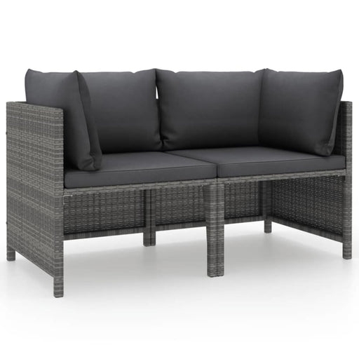 2-seater Garden Sofa with Cushions Grey Poly Rattan Totakn