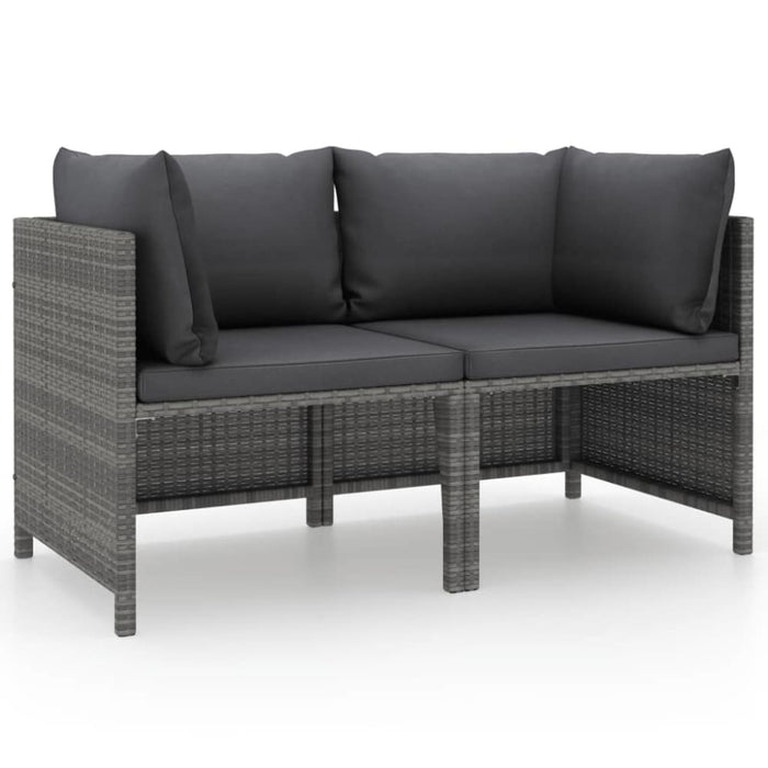 2-seater Garden Sofa with Cushions Grey Poly Rattan Totakn