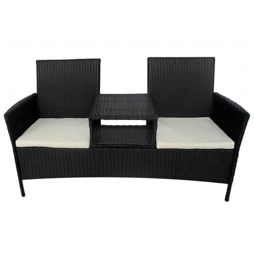 2-seater Garden Sofa with Tea Table Poly Rattan Black Axnaa