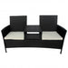 2 - seater Garden Sofa With Tea Table Poly Rattan Black