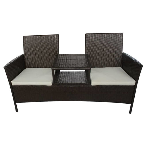 2-seater Garden Sofa with Tea Table Poly Rattan Brown Axnat