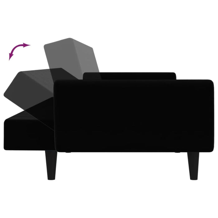 2-seater Sofa Bed Black Velvet Tipnlt