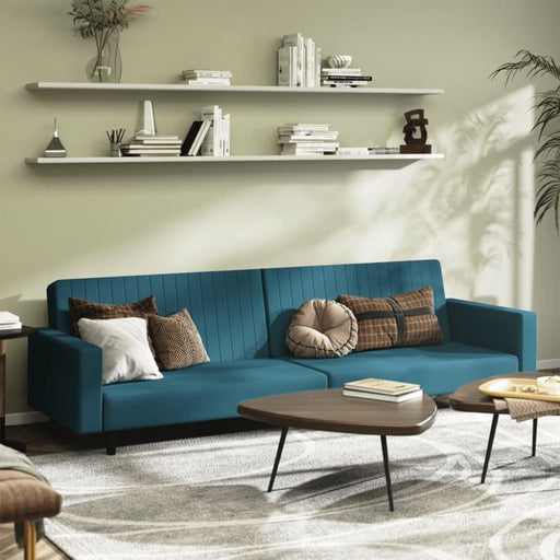 2-seater Sofa Bed Blue Velvet Tipktl