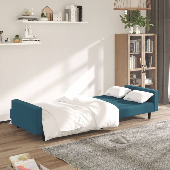 2-seater Sofa Bed Blue Velvet Tipktl