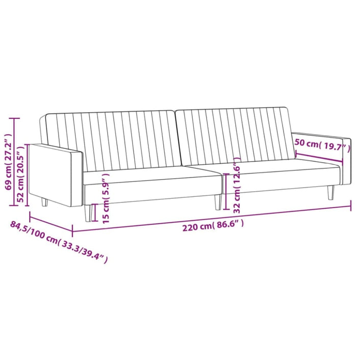 2-seater Sofa Bed Light Grey Velvet Tipkti