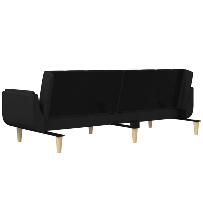 2-seater Sofa Bed with Two Pillows Black Fabric Tipnio