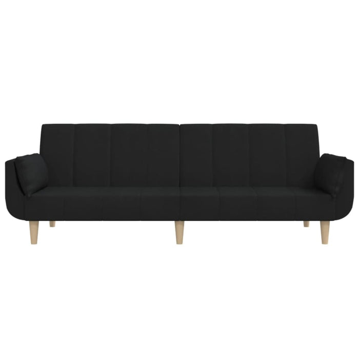 2-seater Sofa Bed with Two Pillows Black Fabric Tipnio