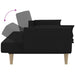 2-seater Sofa Bed with Two Pillows Black Fabric Tipnio