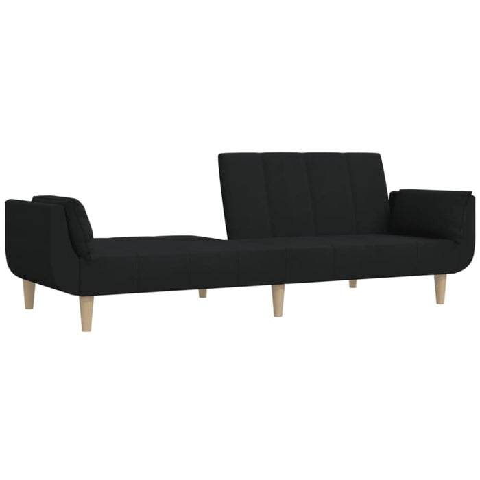 2-seater Sofa Bed with Two Pillows Black Fabric Tipnio