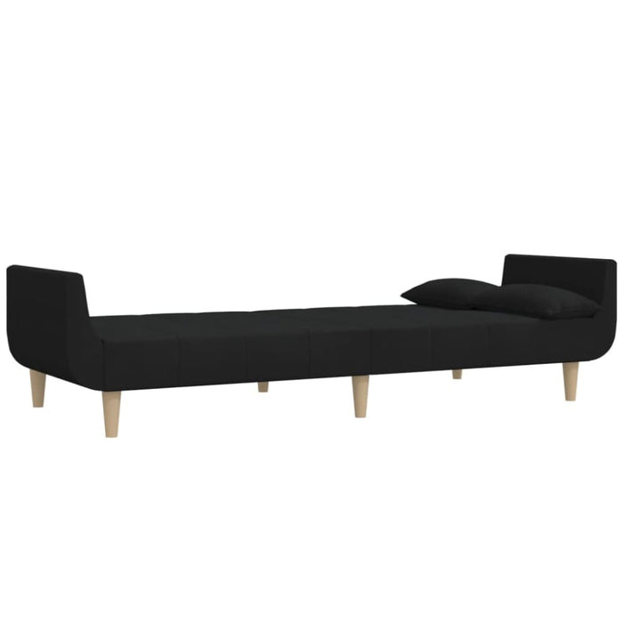 2-seater Sofa Bed with Two Pillows Black Fabric Tipnio