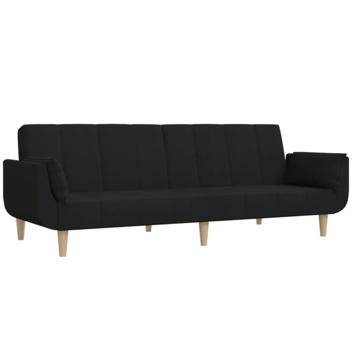 2-seater Sofa Bed with Two Pillows Black Fabric Tipnio