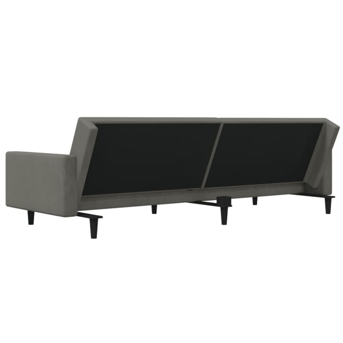 2-seater Sofa Bed with Two Pillows Dark Grey Velvet Tipnoi