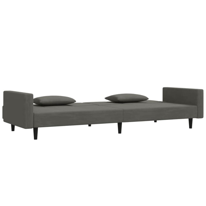 2-seater Sofa Bed with Two Pillows Dark Grey Velvet Tipnoi