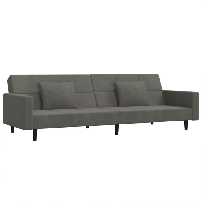 2-seater Sofa Bed with Two Pillows Dark Grey Velvet Tipnoi