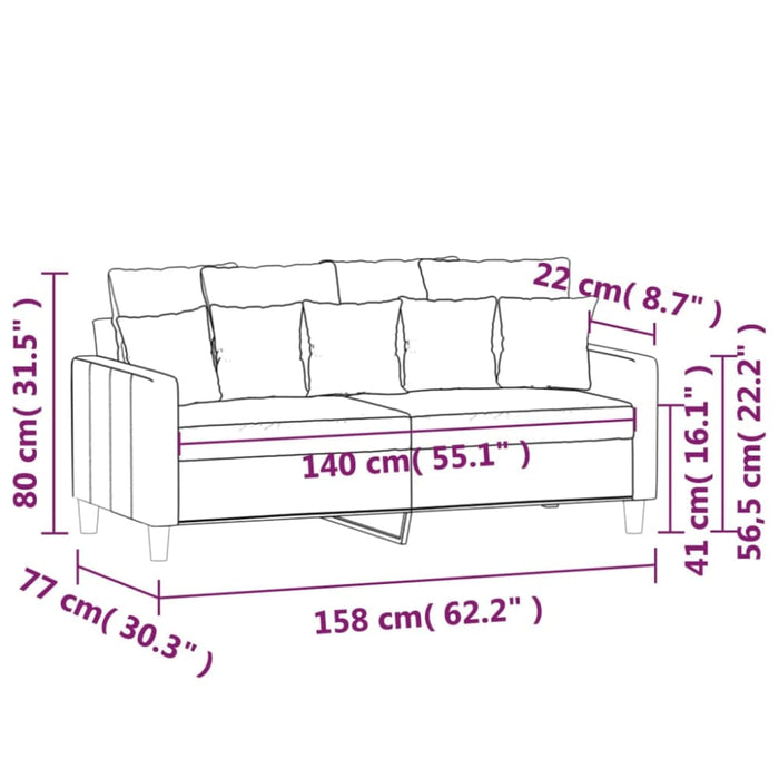 2-seater Sofa Black 140 Cm Velvet Tpktbn