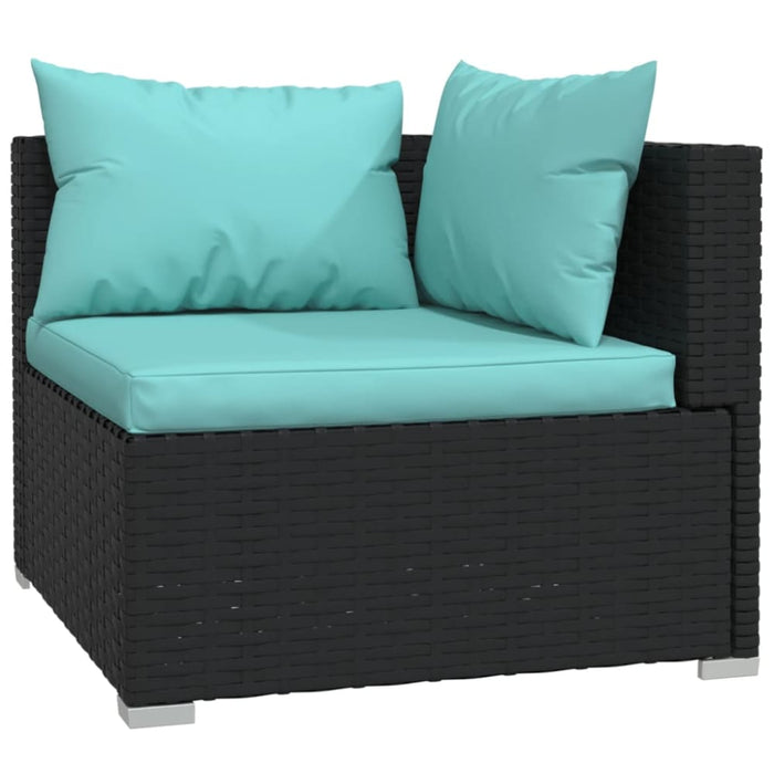 2-seater Sofa with Cushions Black Poly Rattan Toipto