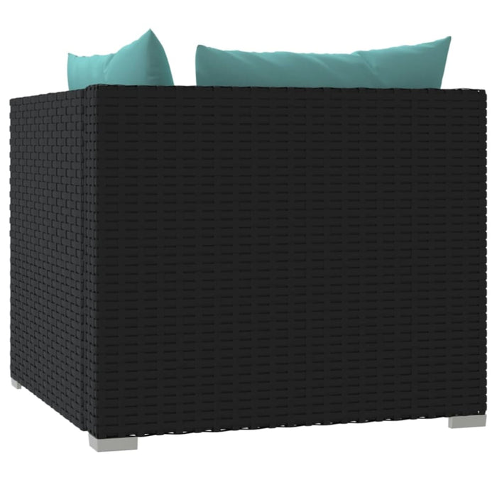 2-seater Sofa with Cushions Black Poly Rattan Toipto