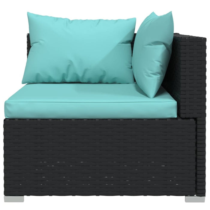 2-seater Sofa with Cushions Black Poly Rattan Toipto