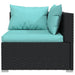 2-seater Sofa with Cushions Black Poly Rattan Toipto