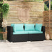 2-seater Sofa with Cushions Black Poly Rattan Toipto