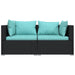 2-seater Sofa with Cushions Black Poly Rattan Toipto
