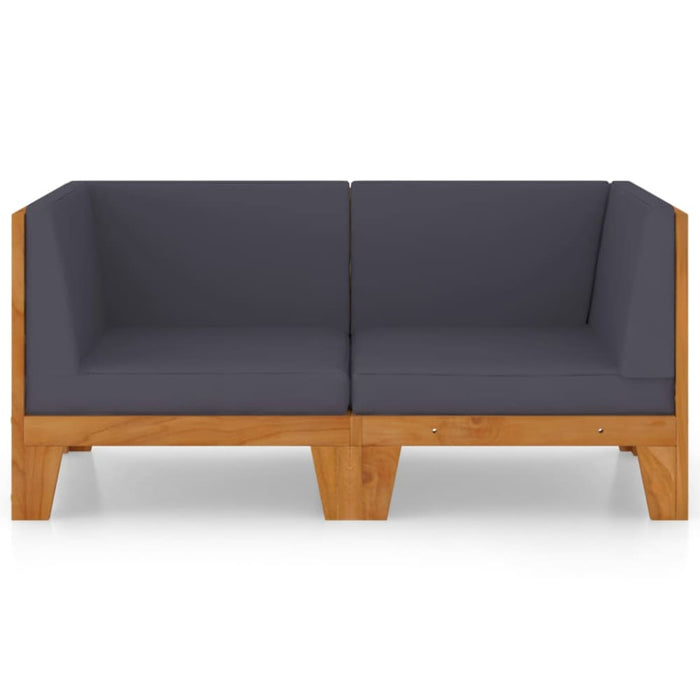 2-seater Sofa with Dark Grey Cushions Solid Acacia Wood