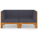 2-seater Sofa with Dark Grey Cushions Solid Acacia Wood