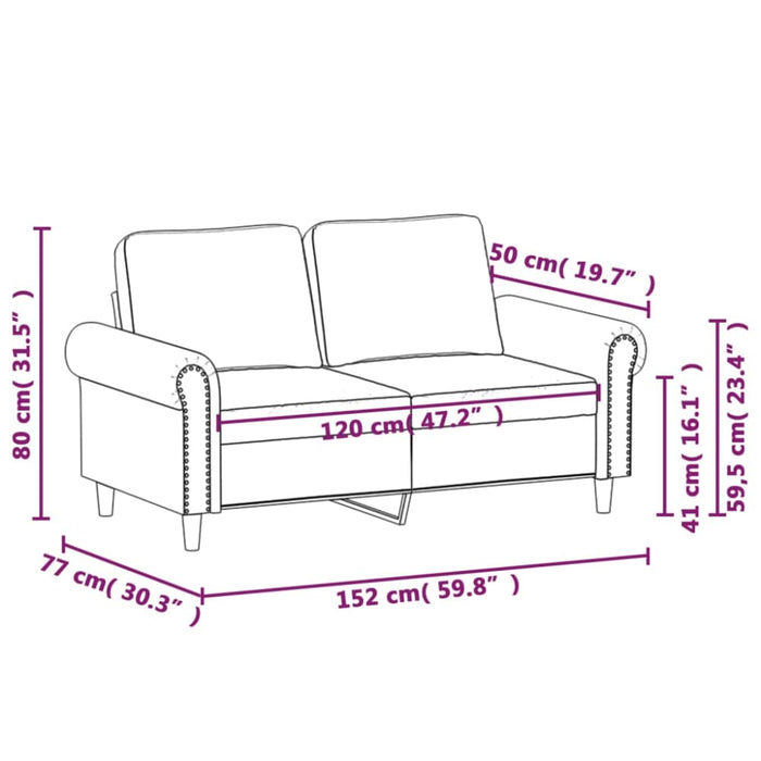 2 - seater Sofa Light Grey 120 Cm Velvet Tpkpok