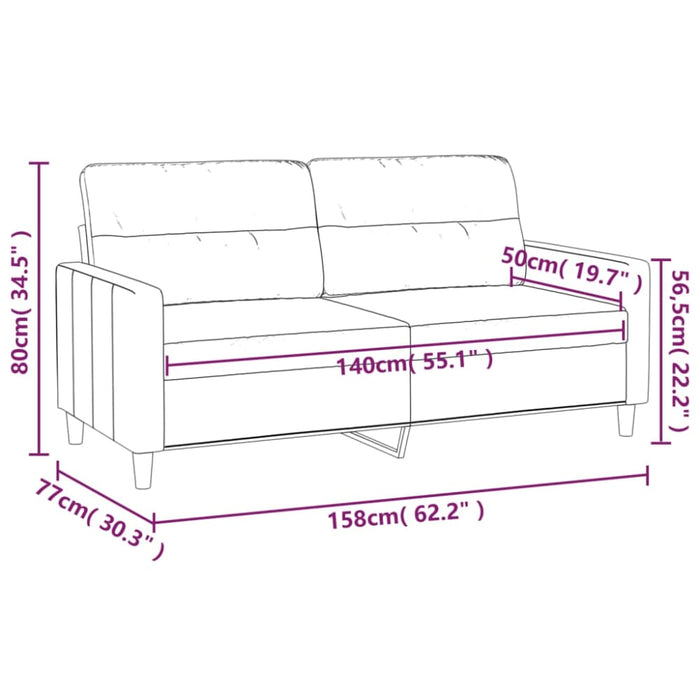2-seater Sofa Light Grey 140 Cm Fabric Tpkxtp