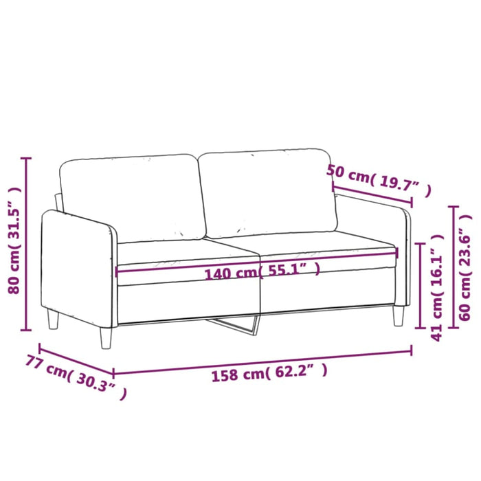 2 - seater Sofa Light Grey 140 Cm Velvet Tpkaax