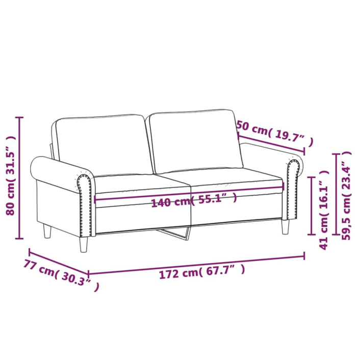2-seater Sofa Light Grey 140 Cm Velvet Tpkpxk