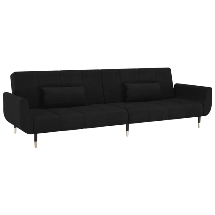2-seater Sofa Bed with Two Pillows Black Velvet Ttipnn