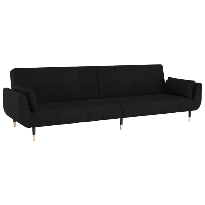 2-seater Sofa Bed with Two Pillows Black Velvet Ttipnn