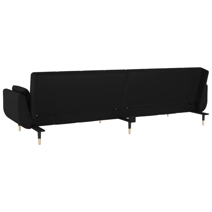 2 - seater Sofa Bed With Two Pillows Black Velvet Ttipnn