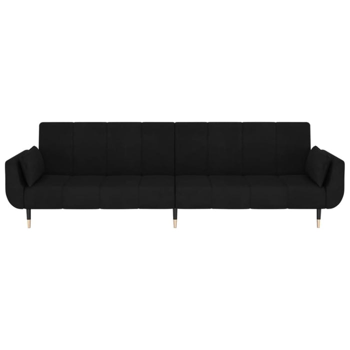 2-seater Sofa Bed with Two Pillows Black Velvet Ttipnn